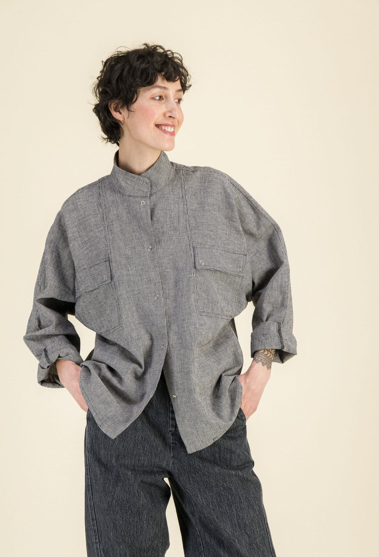 SIXSOEURS<BR>Camisa Milla pata de gallo - Imagen 2