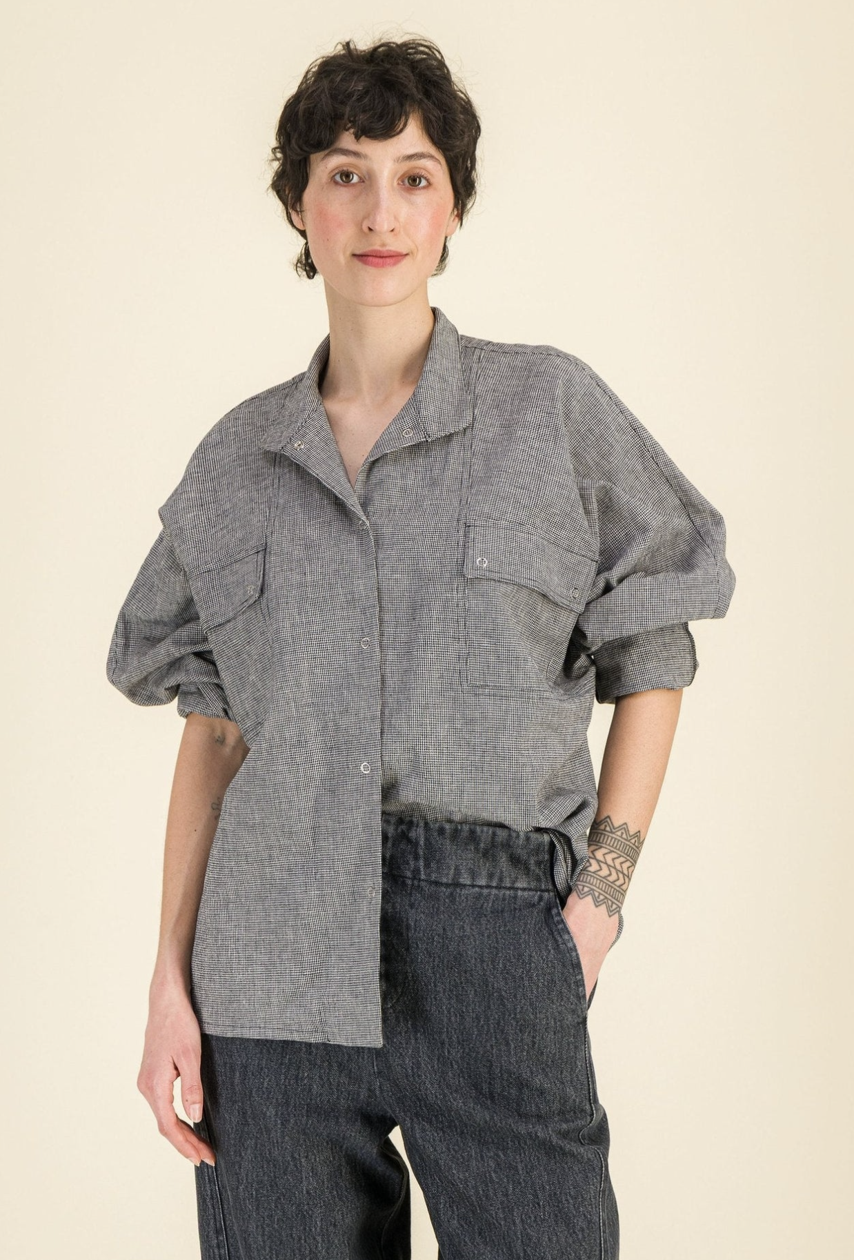 SIXSOEURS<BR>Camisa Milla pata de gallo