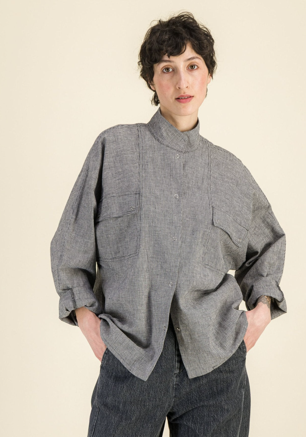 SIXSOEURS<BR>Camisa Milla pata de gallo - Imagen 5